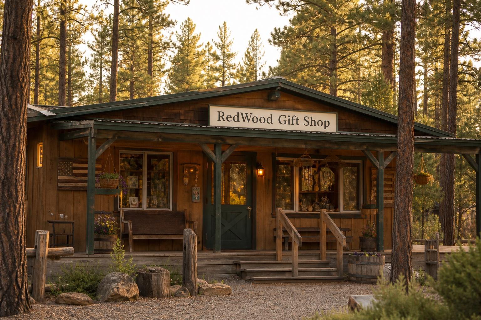 Illustration of the fictional RedWood Gift Shop